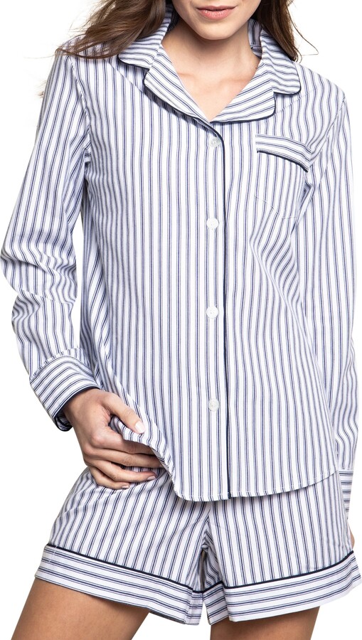 Petite Plume Navy French Ticking Stripe Short Pajamas