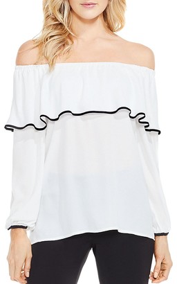 Vince Camuto Off-the-Shoulder Ruffle Overlay Top