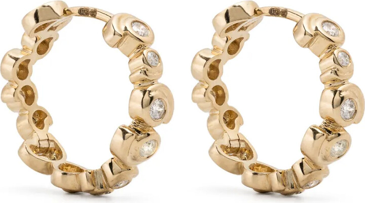 Yvonne Léon 9kt yellow gold Escargot diamond hoop earrings