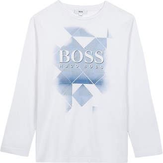 BOSS Logo print cotton long-sleeved top 4-16 years