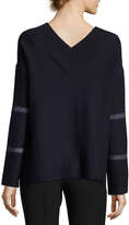 Thumbnail for your product : Armani Collezioni Check Virgin Wool-Cashmere V-Neck Sweater, Navy