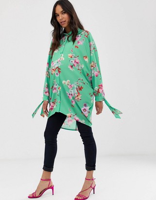 Blume Maternity oversized shirt in multi floral