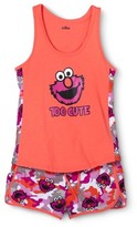 Thumbnail for your product : Sesame Street Elmo Juniors Tank/Short Pajama Set - Orange/Pink