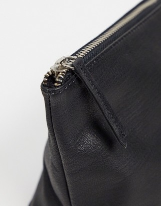 Topshop leather make up bag in black - ShopStyle
