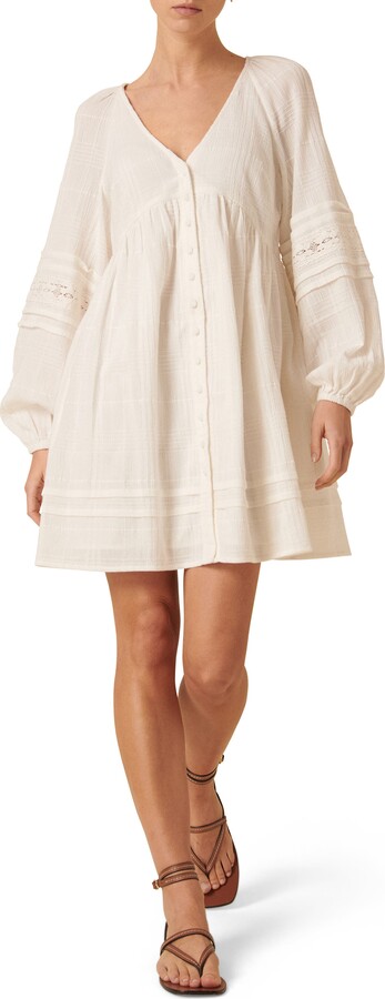 Nobody's Child Shanice Long Sleeve Organic Cotton Babydoll Minidress