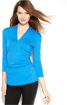 Thumbnail for your product : Vince Camuto Three-Quarter-Sleeve Ruched V-Neck Top