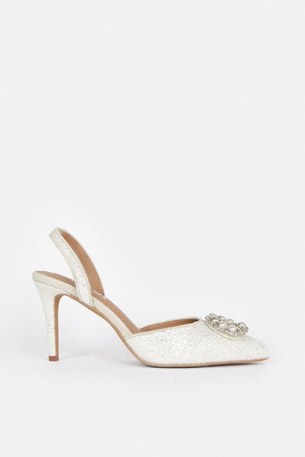Glitter Mid Heel Sling Back Shoe ShopStyle