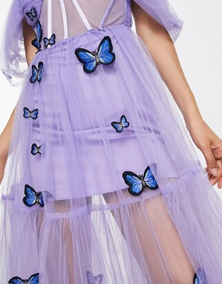 Lilac 3d embroidered corset gown