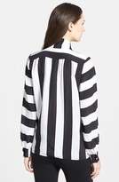 Thumbnail for your product : Pink Tartan Wide Stripe Tie Neck Silk Blouse