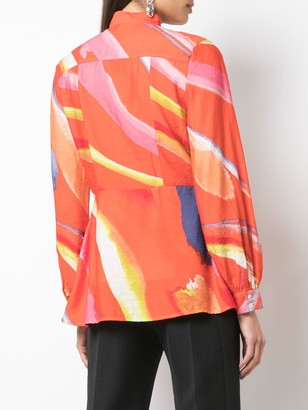 Natori Abstract Print Peplum Shirt