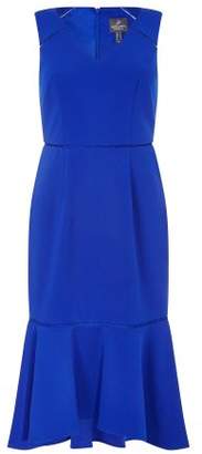 Next Womens Adrianna Papell Blue Knit Crepe Highlow Dress