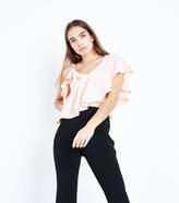 Thumbnail for your product : New Look Shell Pink Asymmetric Frill Crop Top