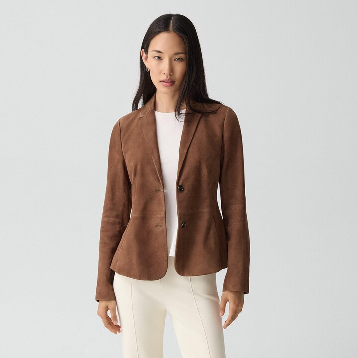 Theory Fitted Blazer in Suede