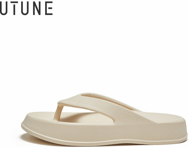 UTUNE 47CM Lightweight EVA Flip Flops for Men and Women Comfortable Home Slippers White Easy to Clean Stylish Beach Sandals