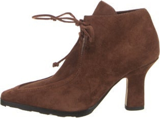 Burberry Suede Ankle Lace-Up Boots Brown Square-Toes Wrap-Around Straps & Lace-Up Closure at Uppers Includes Dust Bag Designer