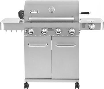 Monument Grills 17842 4-Burner Propane Gas Grill With Rotisserie Kit & 4-Burner Rotisserie & 3-Pack Stainless Steel Cooking Grids