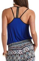 Thumbnail for your product : Charlotte Russe Faux Leather Trimmed Strappy Tank Top
