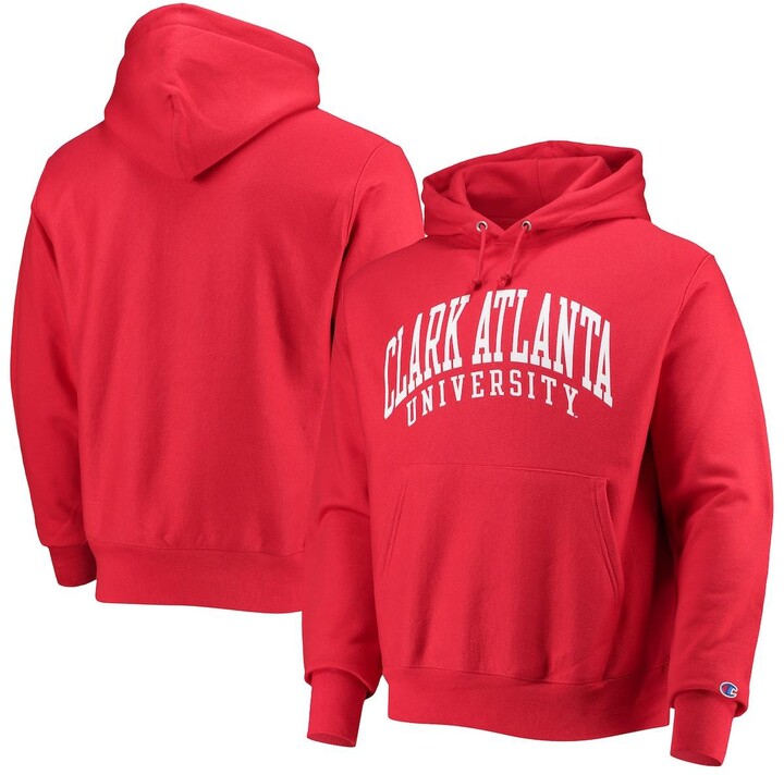 Men's Champion Red Clark Atlanta University Panthers Tall Arch Pullover Hoodie