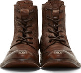 Thumbnail for your product : Hudson H by Brown Leather Wingtip Angus Boots