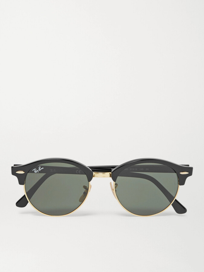 Ray-Ban Clubmaster Round-Frame Acetate and Gold-Tone Polarised Sunglasses -  ShopStyle