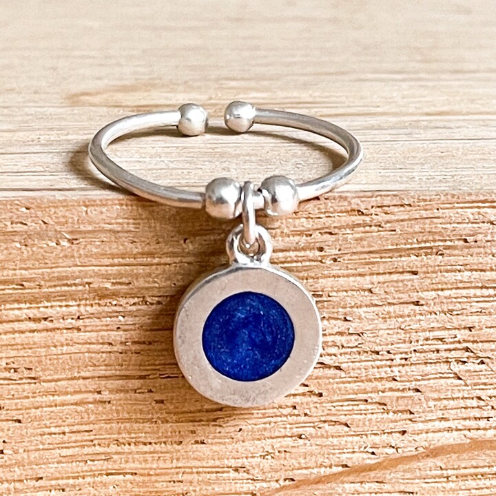 Etsy Adjustable Cobalt Blue Enamel Charm Ring Sterling Silver Fidget Ring