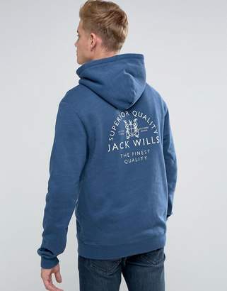 Jack Wills Batsford Hoodie With Back Print In Blue