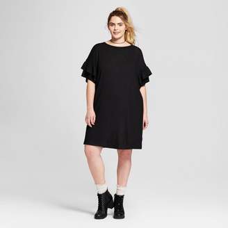 Xhilaration Women's Plus Size Ruffle Sleeve T-Shirt Dress