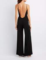 Thumbnail for your product : Charlotte Russe Lace-Trim Open-Back Jumpsuit
