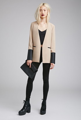 Forever 21 Faux Leather-Trimmed Blazer