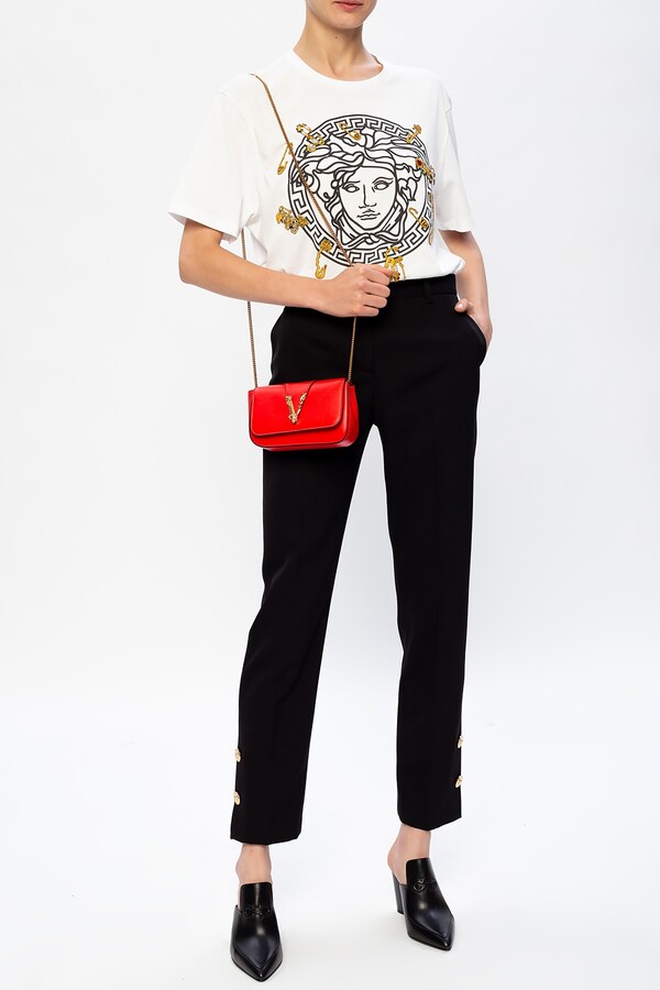 Versace red Spandex Trousers - ShopStyle Pants