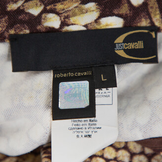 Just Cavalli Brown Printed Cotton Blazer L