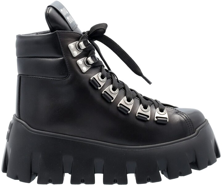 black hiker platform ankle boot