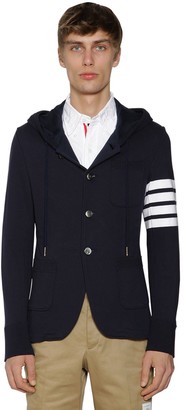 Thom Browne Hooded Stripes Cotton Loop Jacket