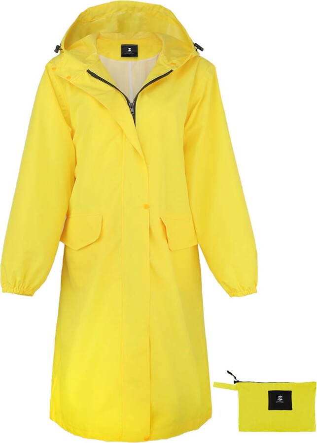 SaphiRose Womens Long Hooded Rain Jacket Waterproof Lightweight ...