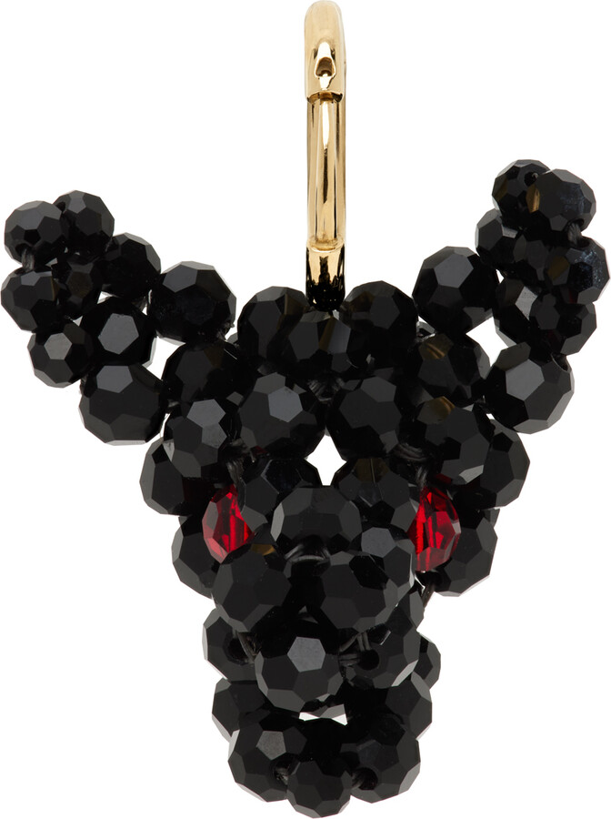 Simone Rocha Black Beaded Creature Trophy Head Single Earring