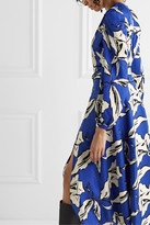 Thumbnail for your product : Veronica Beard Mclean Belted Wrap-effect Printed Silk-blend Jacquard Midi Dress - Royal blue
