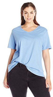 Fresh Women's Plus-Size Basic V-Neck Solid T-Shirt