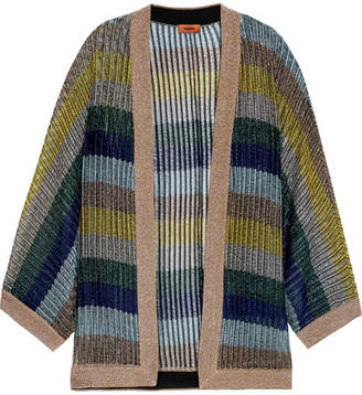 Missoni Striped Metallic Crochet-knit Cardigan - Blue