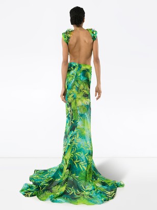 Versace printed V-neck backless maxi dress