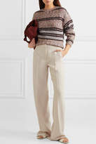 Thumbnail for your product : Brunello Cucinelli Sequin-embellished Striped Chunky-knit Sweater - Lilac