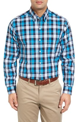 Cutter & Buck Men's Big & Tall Blue Lake Regular Fit Plaid Sport Shirt