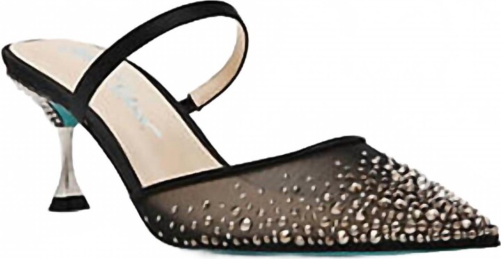 Betsey Johnson Women's Tomy Mesh Rhinestone Mule Heels In Black