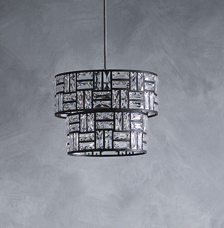 K LIVING Bronx Black Drum Modern Light Shade Pendant with Acrylic - Main Image