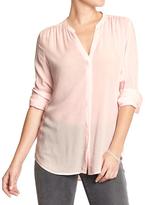 Thumbnail for your product : Old Navy Women's Split-Neck Covered-Placket Blouses