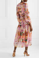 Thumbnail for your product : Peter Pilotto Wrap-effect Ruffle-trimmed Printed Silk-georgette Midi Dress - Pink
