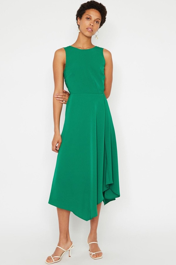 warehouse tie back midi dress coral