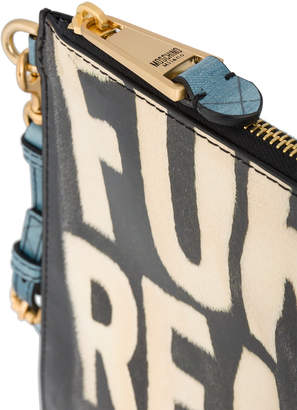 Moschino fur real print leather pouch