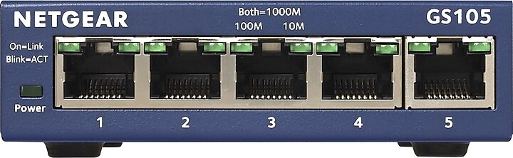 Netgear ProSAFE 5-Port Gigabit Ethernet Unmanaged Switch, Blue (GS105NA)