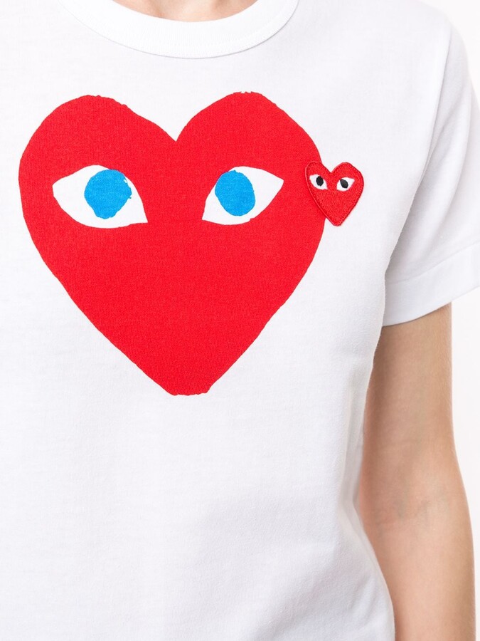 Comme des Garcons heart print logo patch T-shirt - ShopStyle