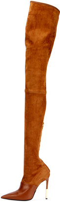 Balmain Amazone Thigh-High Suede Boot